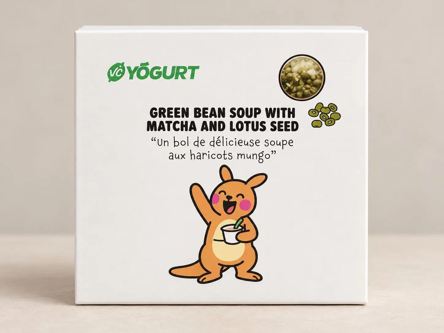 GREEN BEAN SOUP WITH MATCHA AND LOTUS SEED packaging; not a serving photograph