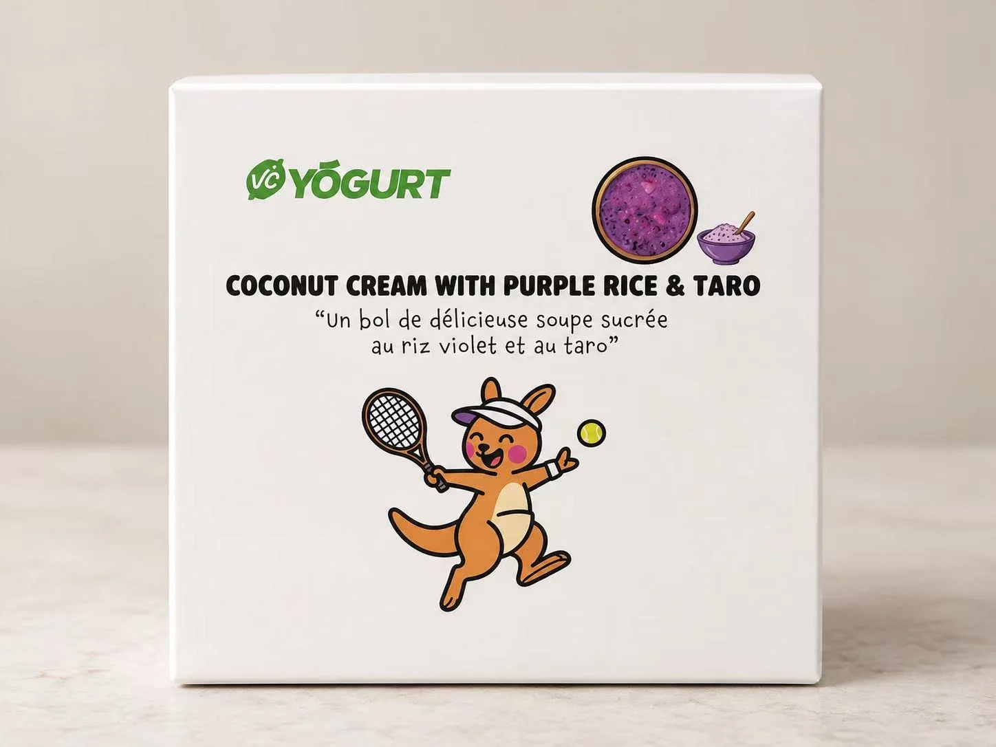 COCONUT CREAM WITH PURPLE RICE & TARO packaging; not a serving photograph